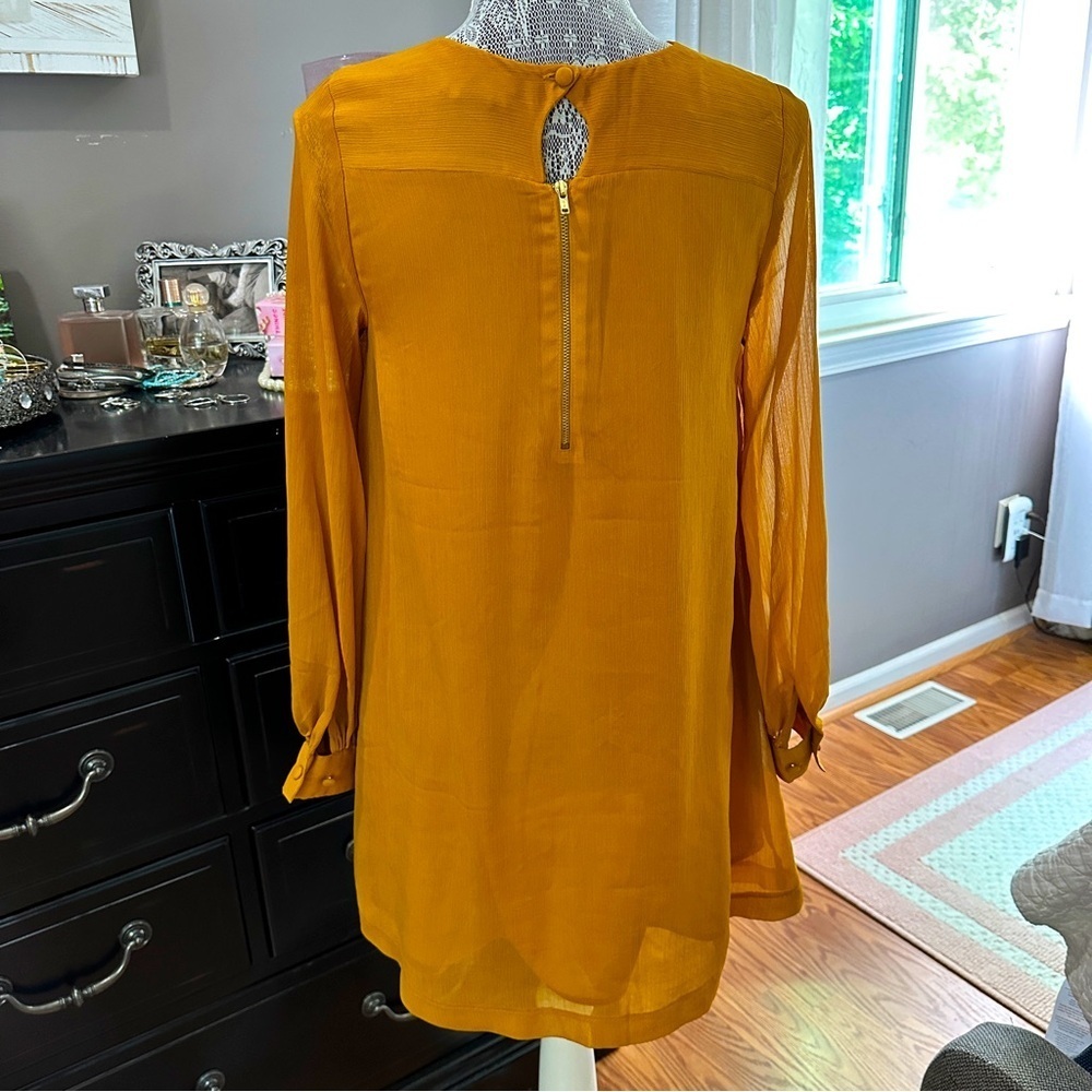 H&M Mustard Orange Long Sleeve Shift Dress Size 4 - Picture 15 of 16